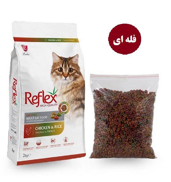 غذای خشک گربه رفلکس مولتی کالر طعم مرغ و برنج (فله ای)