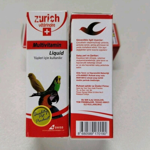 قطره مولتی ویتامین پرنده زوریخ حجم 30 میلی لیتر