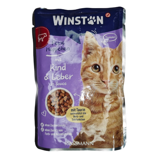 پوچ گربه وینستون طعم گوشت گاو در ژله 100 گرم (بسته بندی جدید)